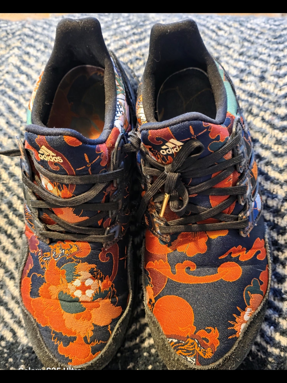 adidas Men’s Navy and Orange Floral Trainer Sneakers